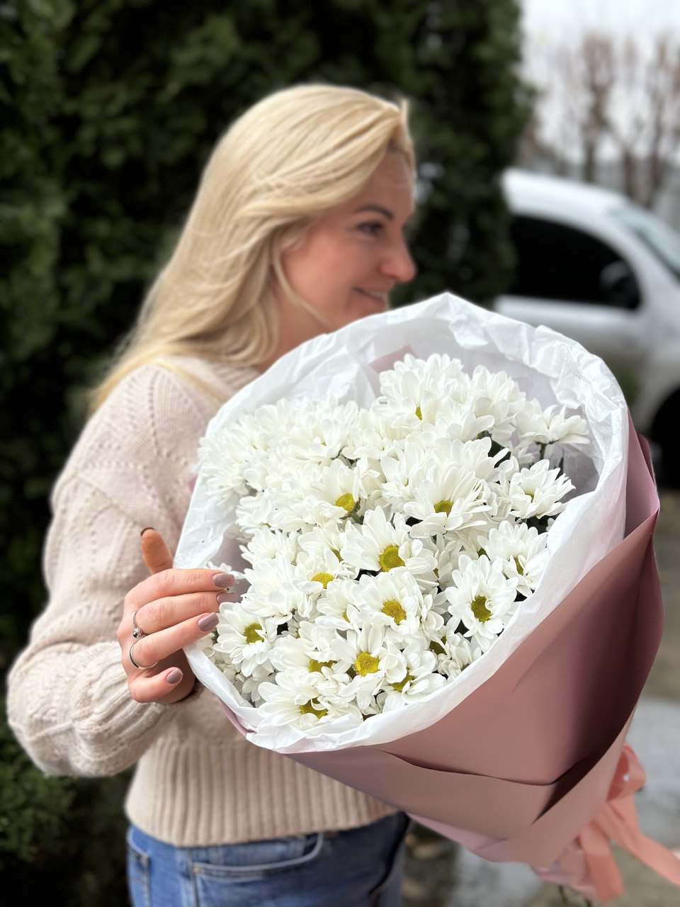 9 Stiele Strauchchrysanthemen (Weiße margeritenartige)