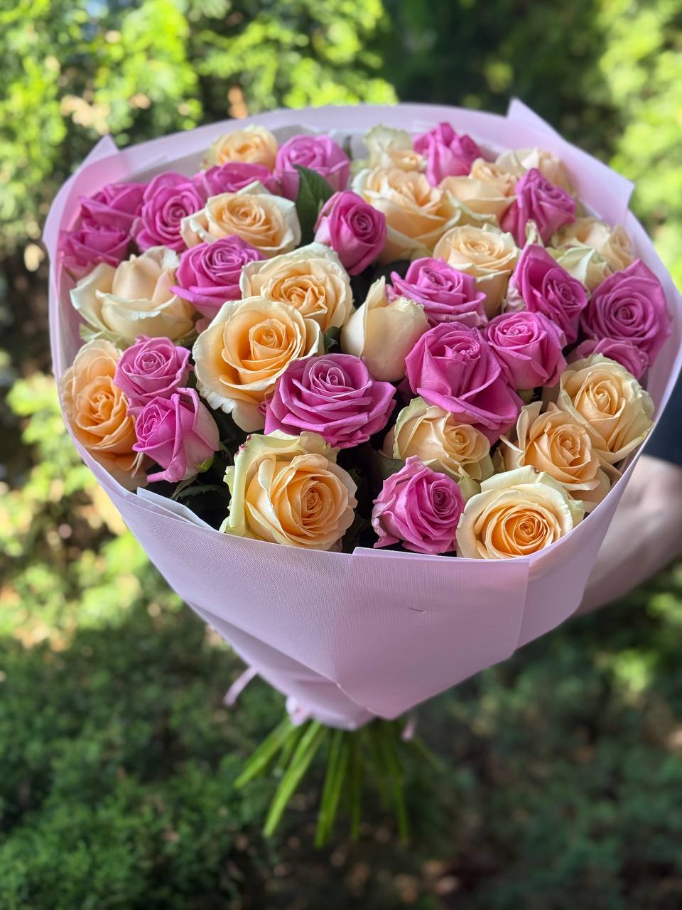39 Rosen Aqua und Peach