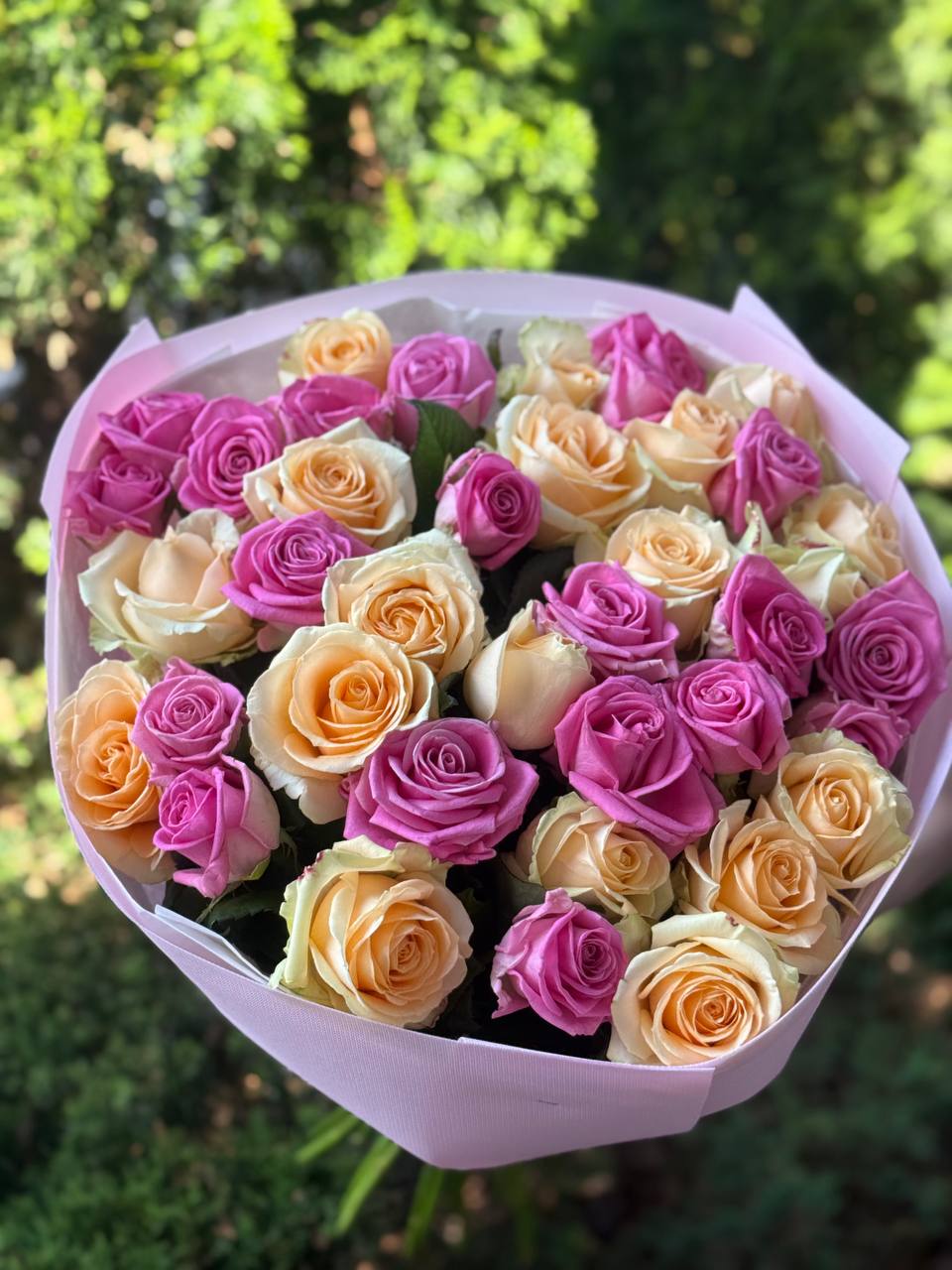 39 Rosen Aqua und Peach