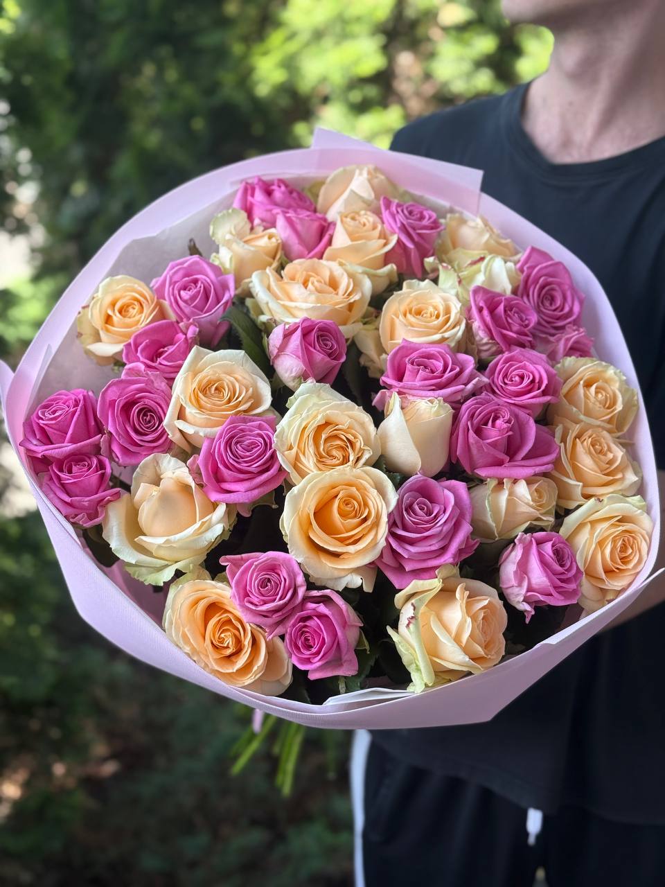 39 Rosen Aqua und Peach
