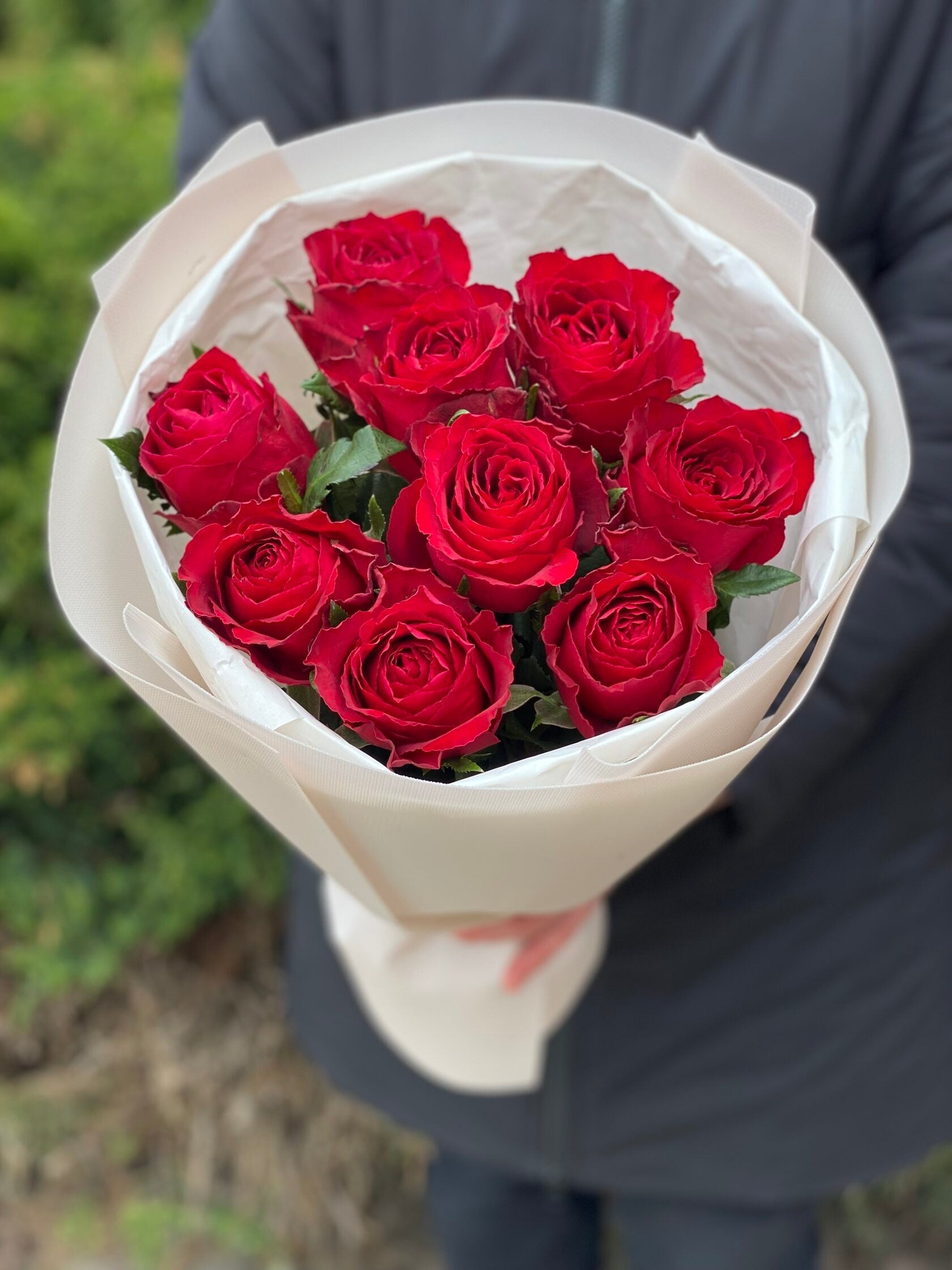 9 Stiele Rosen rot (50 cm)