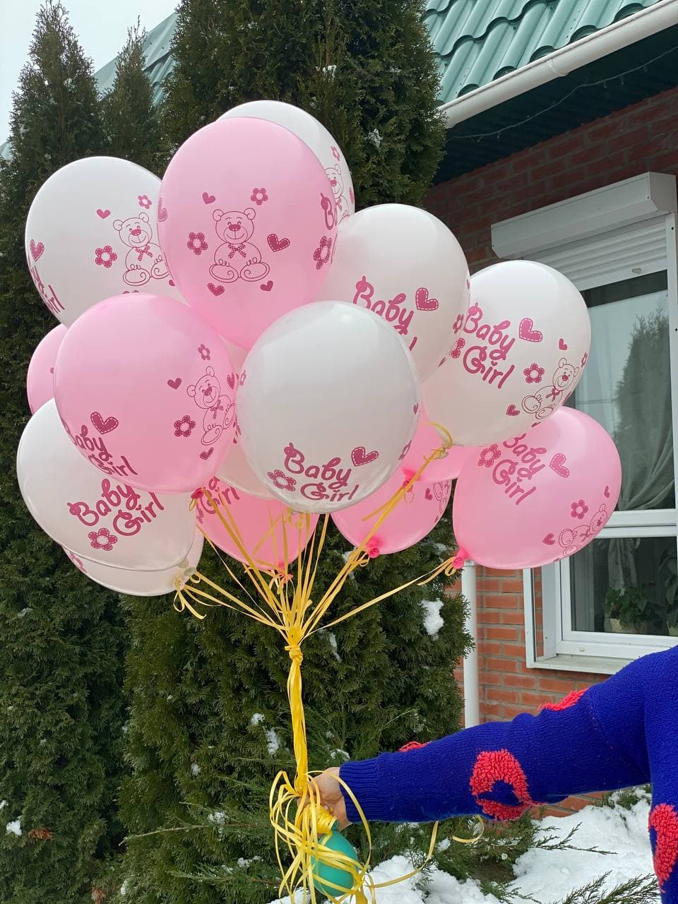 Set: 20 Luftballons (Baby Girl) (Weiß und Rot)