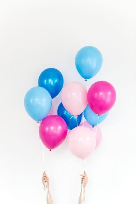 Set: Latexballons (Hellblau, Blau, Rosa, Puder) 10 Stk.
