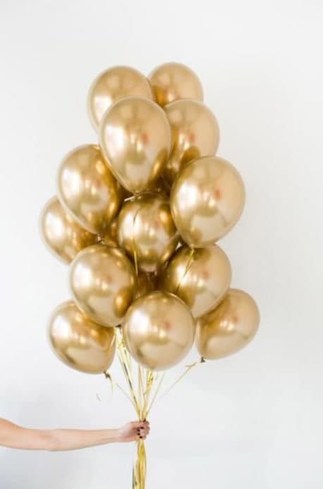 Set: Chrom-Luftballons gold 15 Stk.