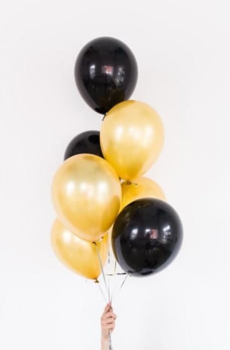 Set: Latexballons (Gold und Schwarz) 7 Stk.