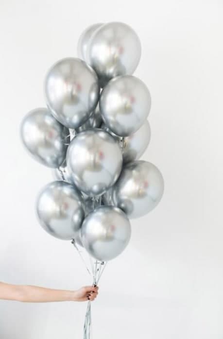 Set: Chrom-Luftballons silber 15 Stk.