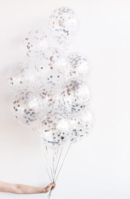 Set: Konfetti-Luftballons silber 10 Stk.