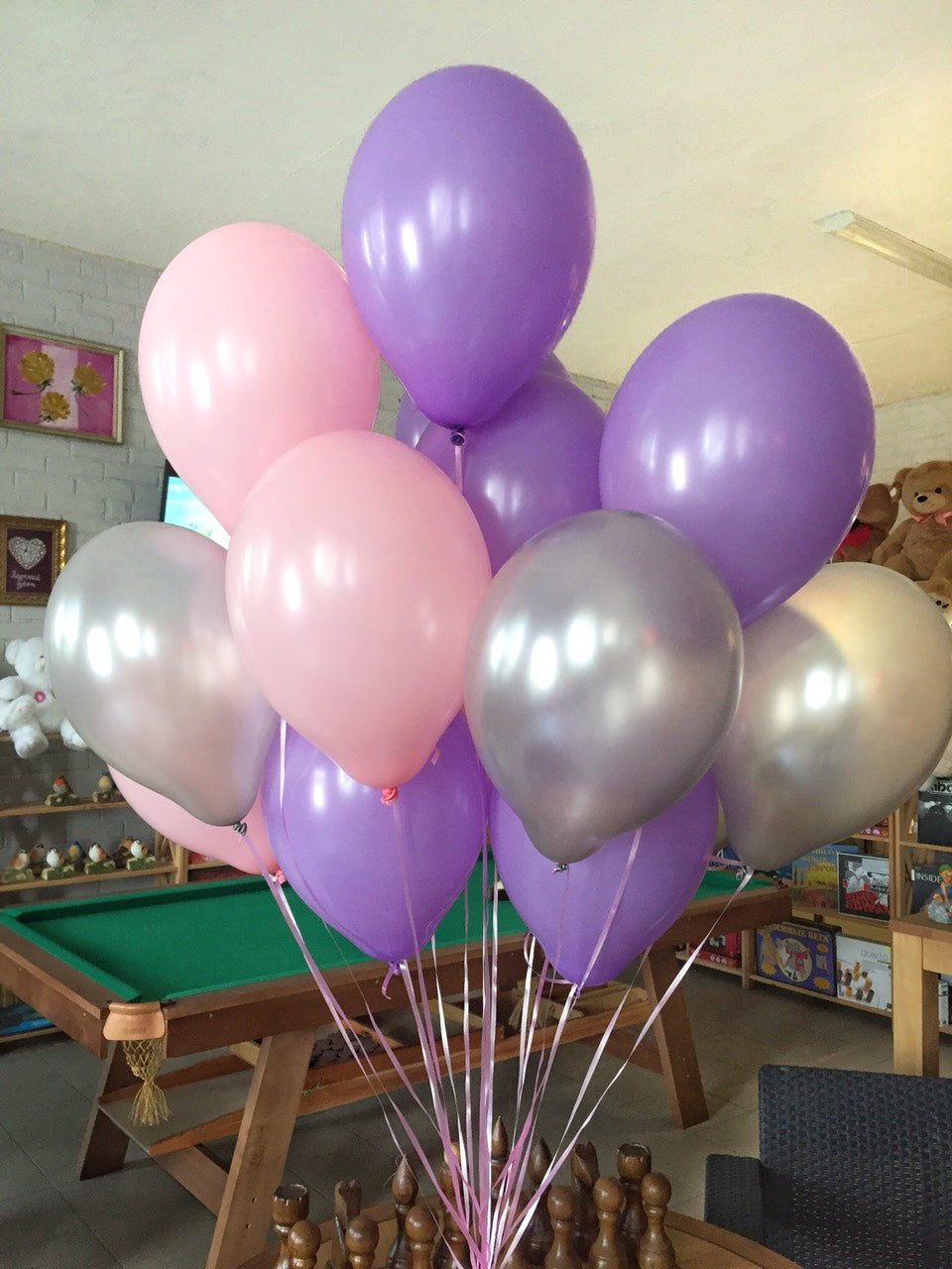 Set: 15 Standardballons (Silber, Violett, Rosa)