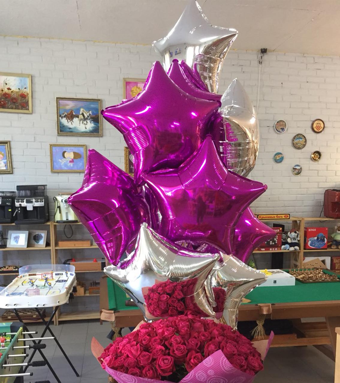 Set: 10 Foliensterne (Rosa und Grau)