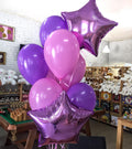Set: 2 violette Foliensterne und 9 violette Latexballons