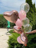 Set: 3 Folienherzen (Roségold), 3 Latexballons (Rosa) und 3 Konfetti-Ballons (Rosa)
